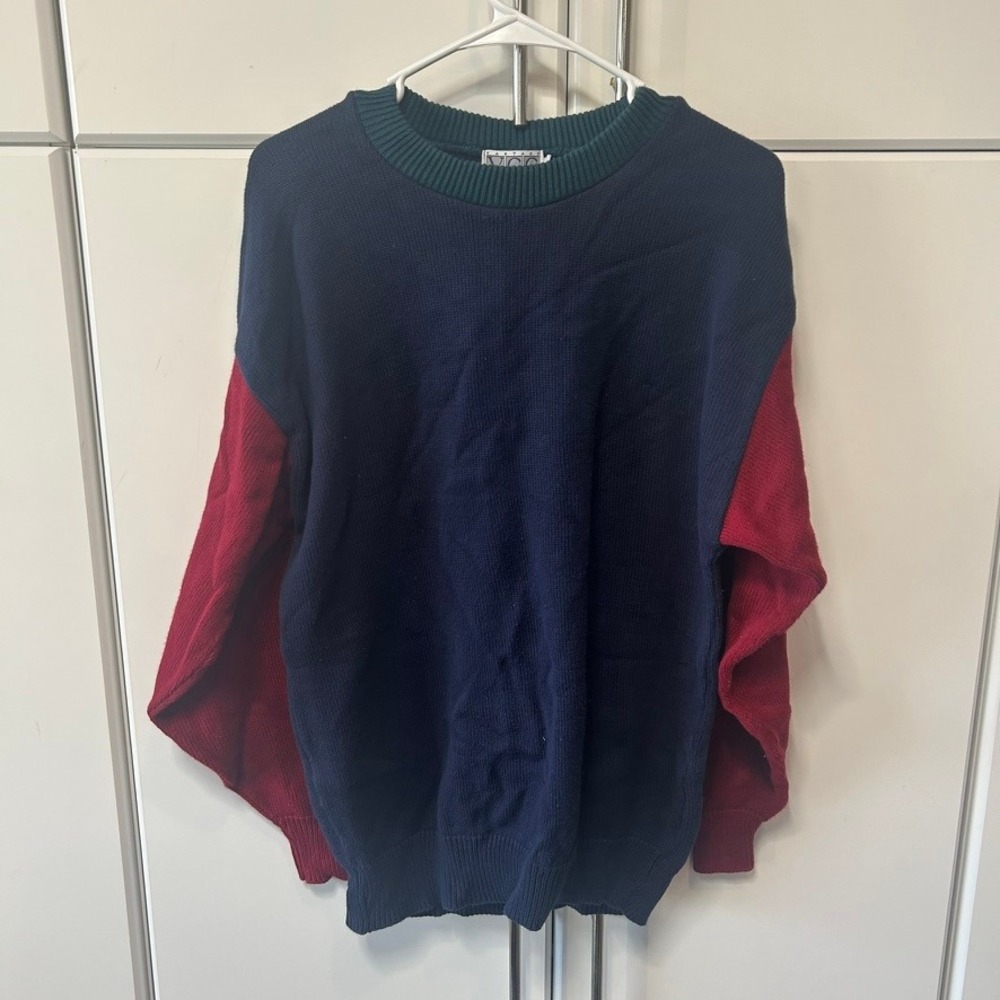 Vintage VCC Club Collection Colorblock Sweater Navy Red Green Made in USA Mens M
